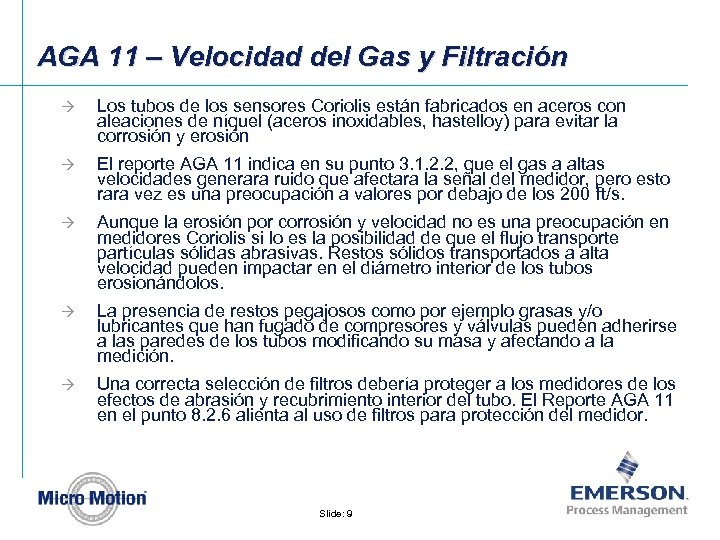 AGA 11 – Velocidad del Gas y Filtración à Los tubos de los sensores