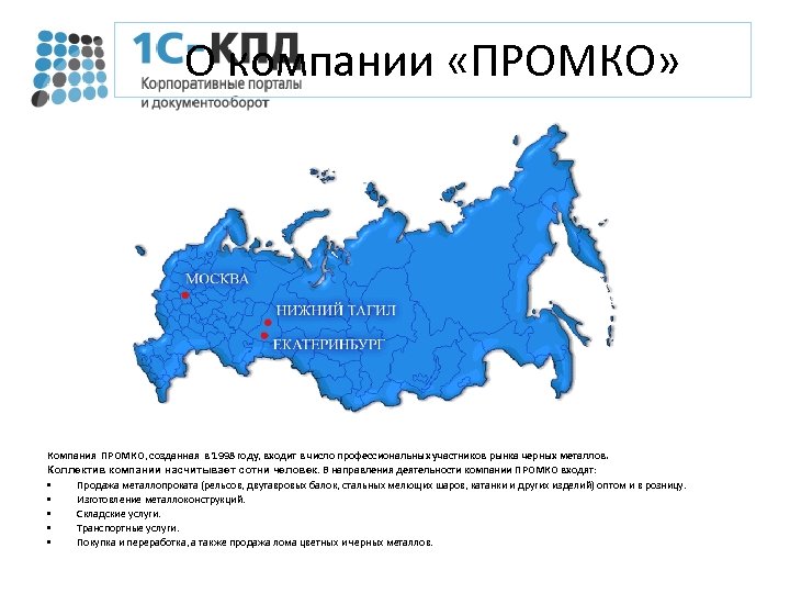 О компании «ПРОМКО» Компания ПРОМКО, созданная в 1998 году, входит в число профессиональных участников