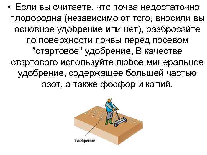  • Если вы считаете, что почва недостаточно плодородна (независимо от того, вносили вы