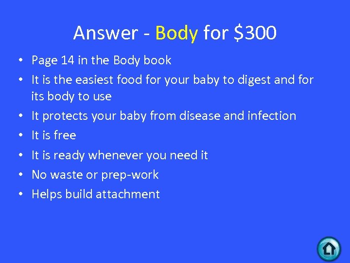 Answer - Body for $300 • Page 14 in the Body book • It