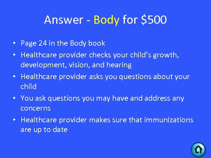 Answer - Body for $500 • Page 24 in the Body book • Healthcare