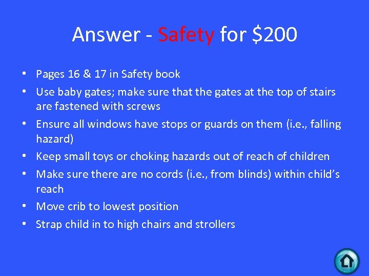 Answer - Safety for $200 • Pages 16 & 17 in Safety book •