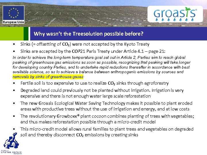 Why wasn’t the Treesolution possible before? • • Sinks (= offsetting of CO₂) were