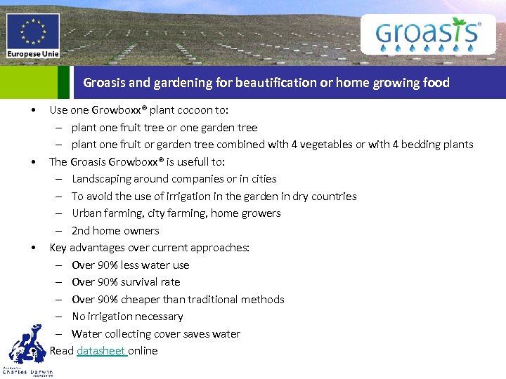 Groasis and gardening for beautification or home growing food • • Use one Growboxx®