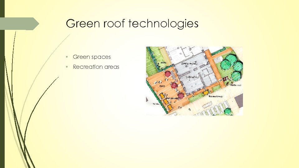Green roof technologies • Green spaces • Recreation areas 