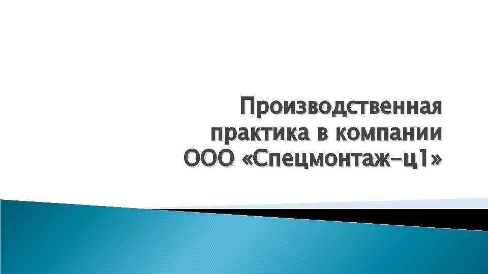 Производственная практика в компании ООО «Спецмонтаж-ц1» 