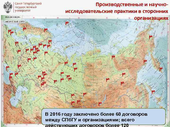 Производственные и научноисследовательские практики в сторонних организациях В 2016 году заключено более 60 договоров