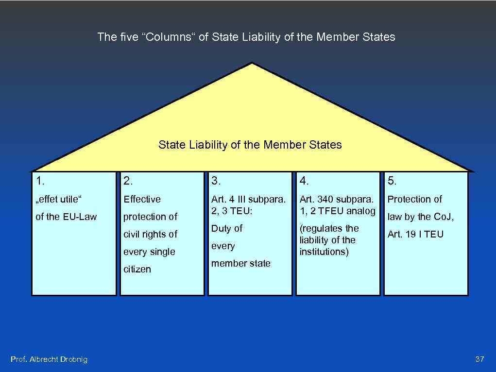 The five “Columns“ of State Liability of the Member States 1. 2. 3. 4.
