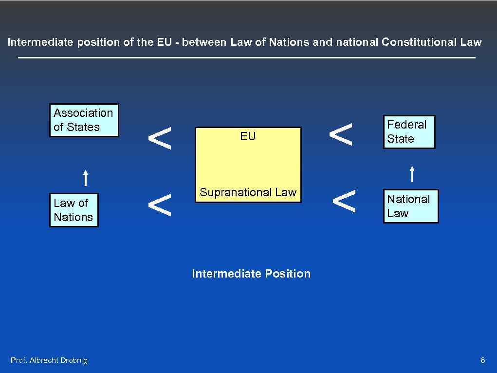 Intermediate position of the EU - between Law of Nations and national Constitutional Law
