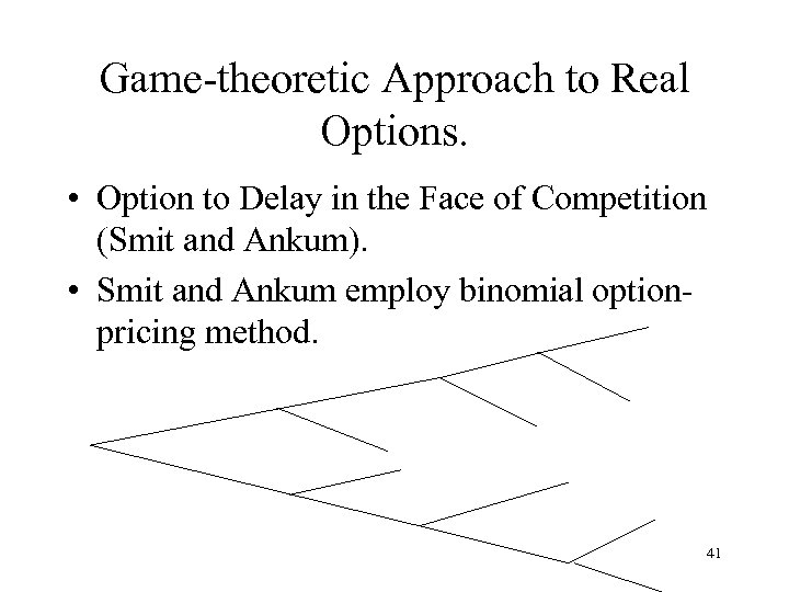 Game-theoretic Approach to Real Options. • Option to Delay in the Face of Competition