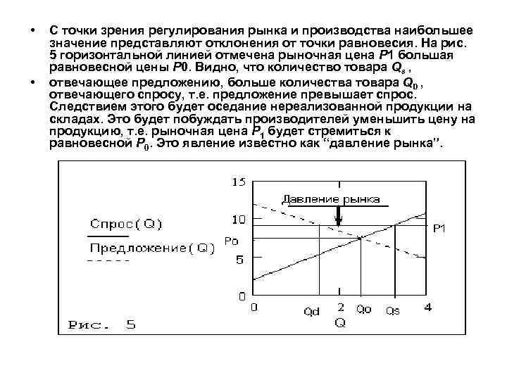  • • С точки зрения регулирования рынка и производства наибольшее значение представляют отклонения