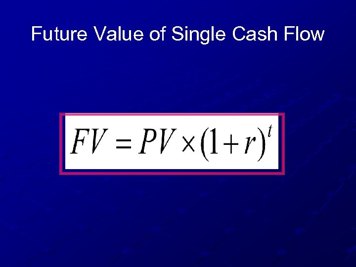 Future Value of Single Cash Flow 