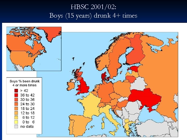 HBSC 2001/02: Boys (15 years) drunk 4+ times 