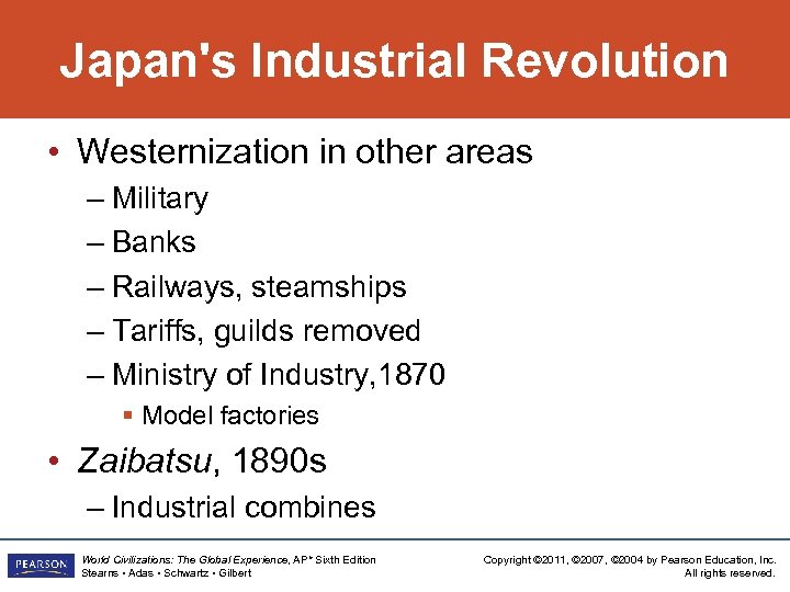 Japan's Industrial Revolution • Westernization in other areas – Military – Banks – Railways,