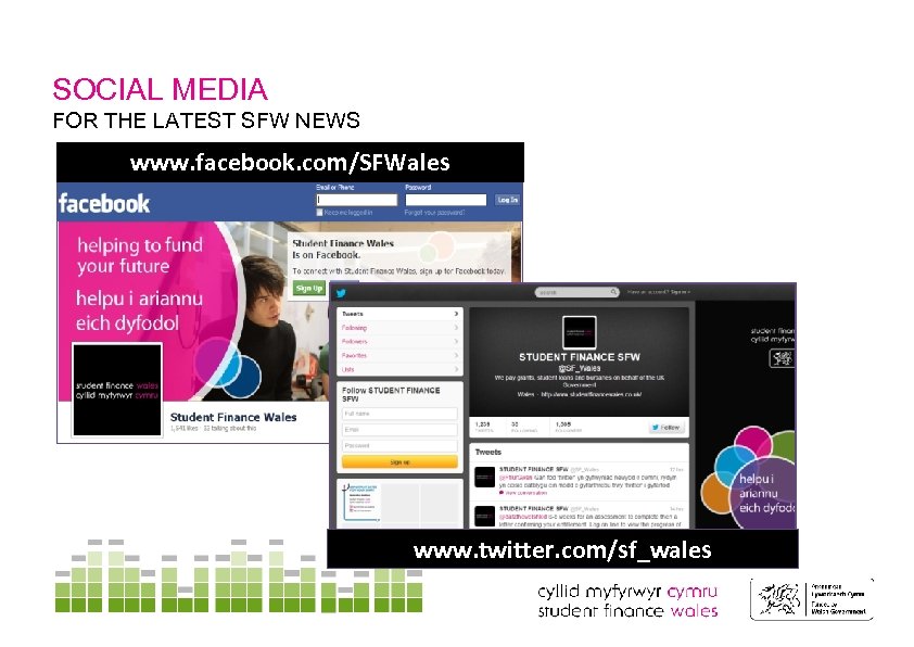SOCIAL MEDIA FOR THE LATEST SFW NEWS www. facebook. com/SFWales www. twitter. com/sf_wales 