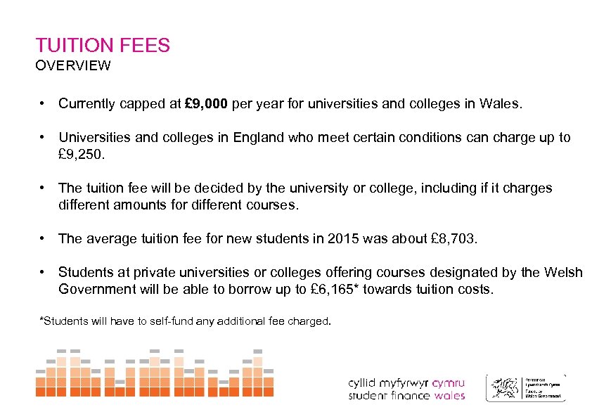 TUITION FEES OVERVIEW • Currently capped at £ 9, 000 per year for universities
