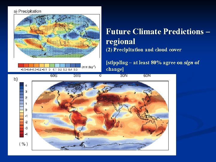 Future Climate Predictions – regional (2) Precipitation and cloud cover [stippling – at least