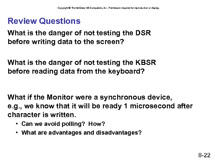Copyright © The Mc. Graw-Hill Companies, Inc. Permission required for reproduction or display. Review