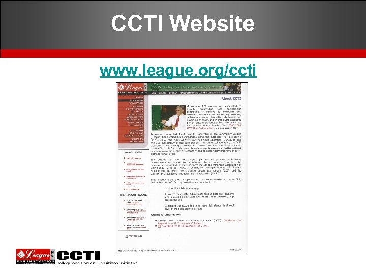 CCTI Website www. league. org/ccti 