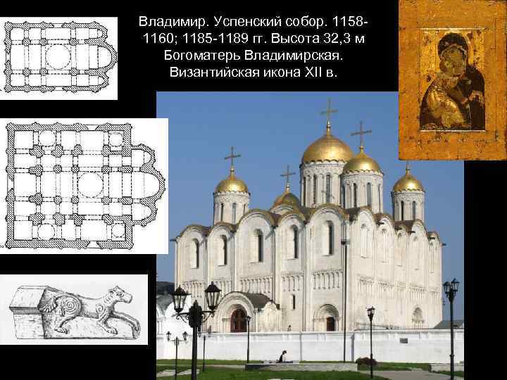 Владимир. Успенский собор. 11581160; 1185 -1189 гг. Высота 32, 3 м Богоматерь Владимирская. Византийская