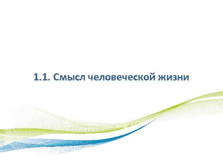 1. 1. Смысл человеческой жизни 