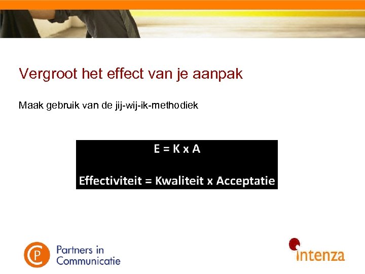 Vergroot het effect van je aanpak Maak gebruik van de jij-wij-ik-methodiek 