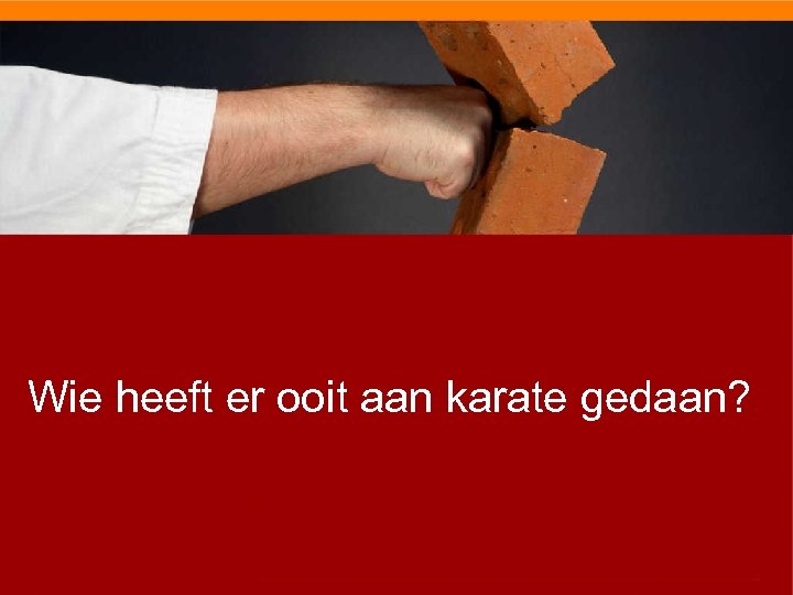 Wie heeft er ooit aan karate gedaan? 