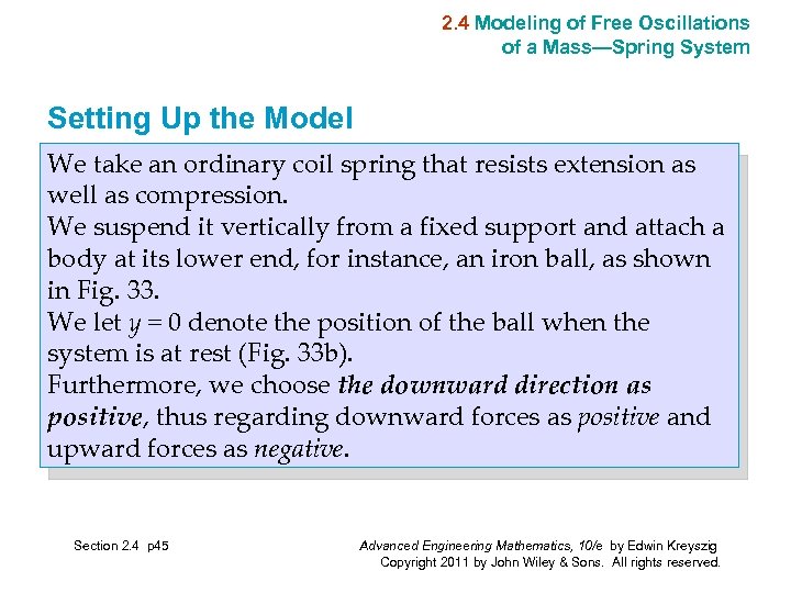 2. 4 Modeling of Free Oscillations of a Mass—Spring System Setting Up the Model