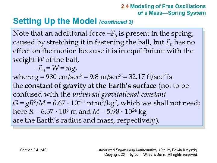 2. 4 Modeling of Free Oscillations of a Mass—Spring System Setting Up the Model