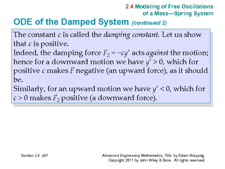 2. 4 Modeling of Free Oscillations of a Mass—Spring System ODE of the Damped