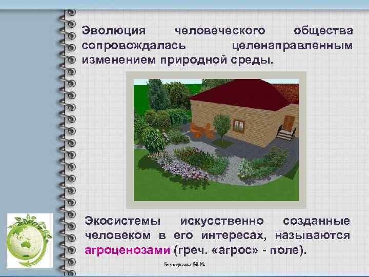 Эволюция человеческого общества сопровождалась целенаправленным изменением природной среды. Экосистемы искусственно созданные человеком в его