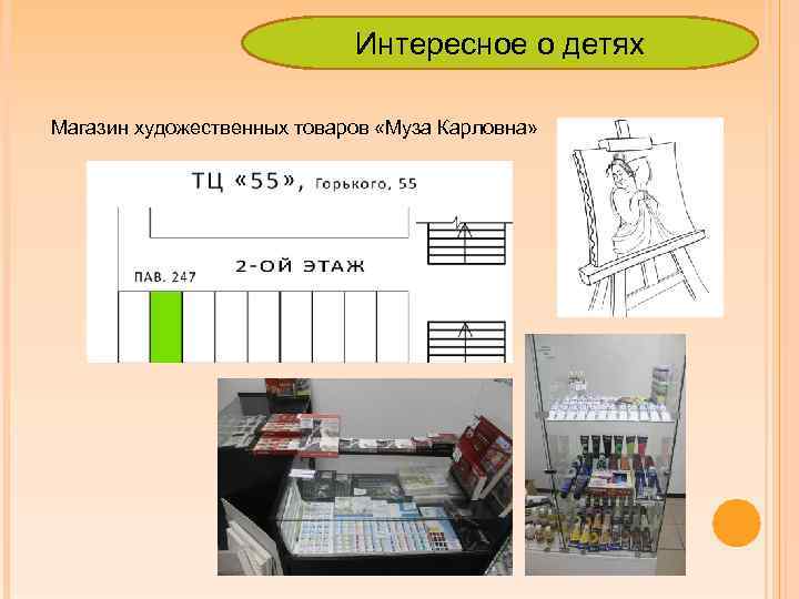 Интересное о детях Магазин художественных товаров «Муза Карловна» 