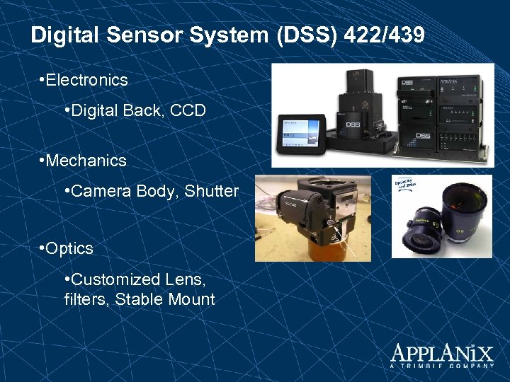 Digital Sensor System (DSS) 422/439 • Electronics • Digital Back, CCD • Mechanics •