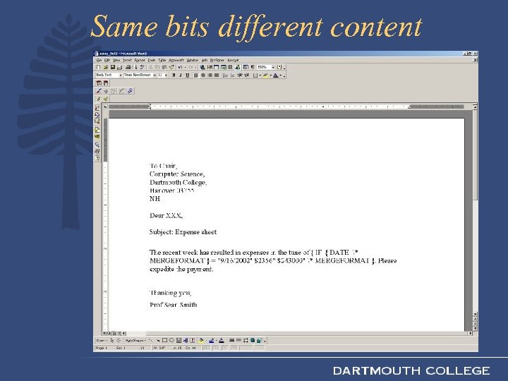 Same bits different content 