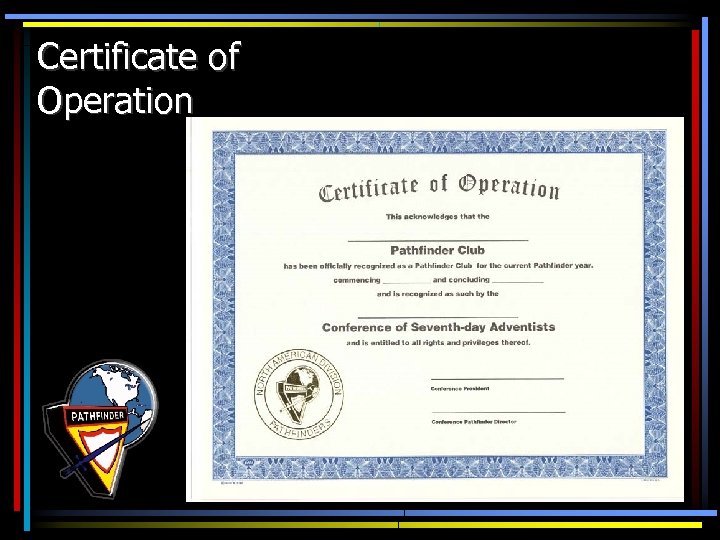 Certificate of Operation 