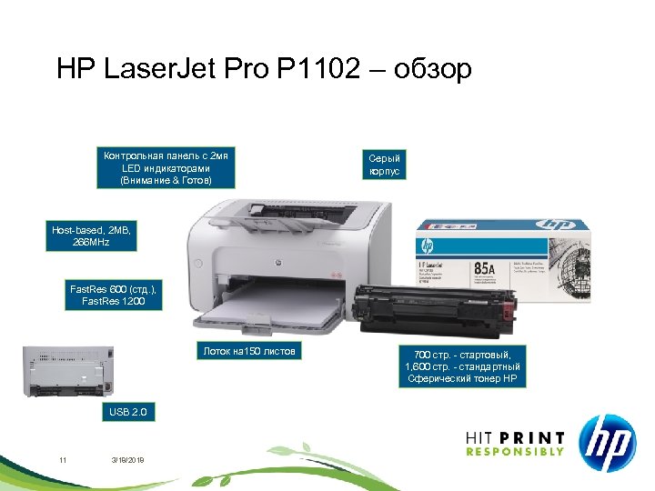 HP Laser. Jet Pro P 1102 – обзор Контрольная панель с 2 мя LED