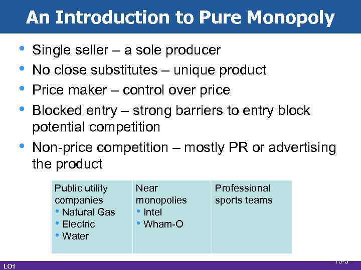 An Introduction to Pure Monopoly • • • Single seller – a sole producer