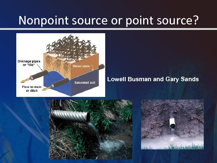 Nonpoint source or point source? Lowell Busman and Gary Sands 