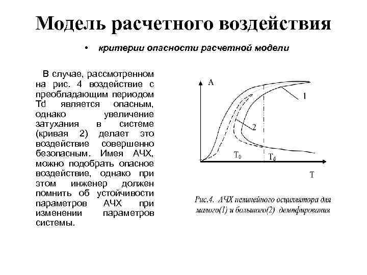 Модель расчетного воздействия • критерии опасности расчетной модели В случае, рассмотренном на рис. 4