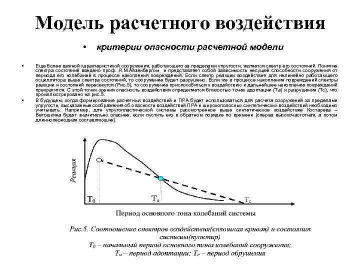 Модель расчетного воздействия • • • критерии опасности расчетной модели Еще более важной характеристикой