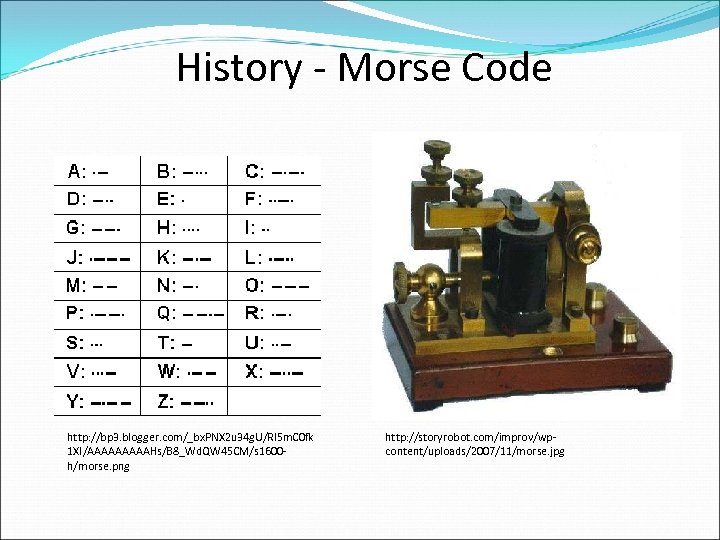 History - Morse Code http: //bp 3. blogger. com/_bx. PNX 2 u 34 g.