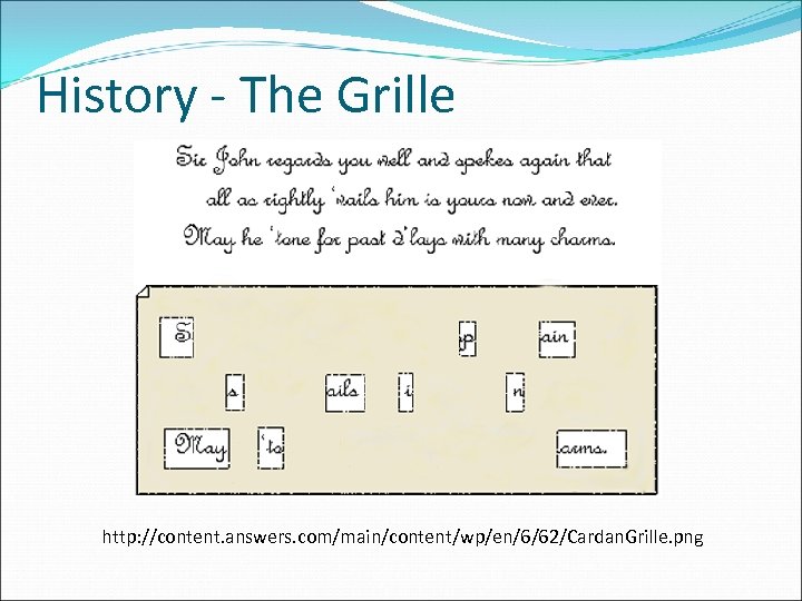 History - The Grille http: //content. answers. com/main/content/wp/en/6/62/Cardan. Grille. png 