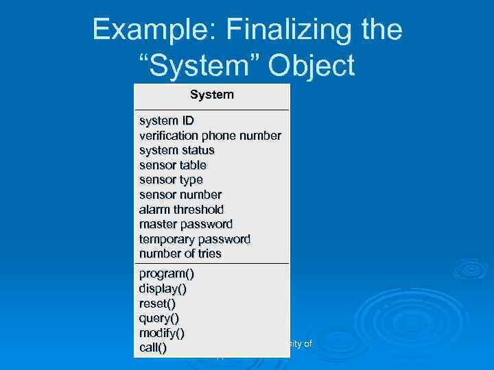 Example: Finalizing the “System” Object System system ID verification phone number system status sensor