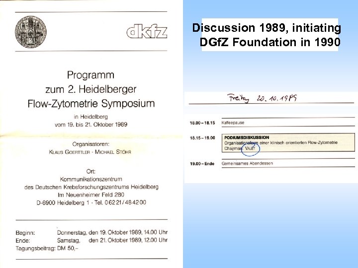 Discussion 1989, initiating DGf. Z Foundation in 1990 