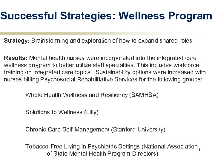 Successful Strategies: Wellness Program Strategy: Brainstorming and exploration of how to expand shared roles