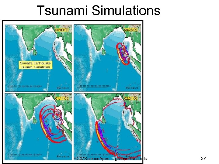 Tsunami Simulations PC 07 Science. Apps gcf@indiana. edu 37 