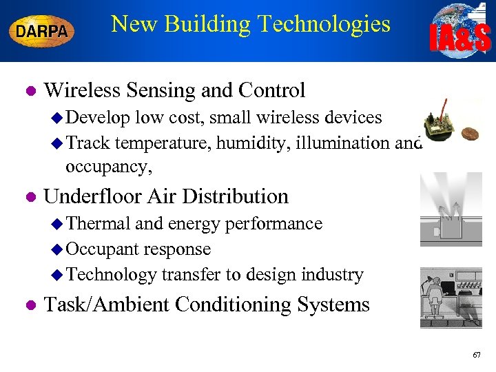 New Building Technologies l IA&S Wireless Sensing and Control u Develop low cost, small