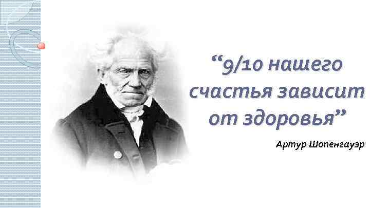 “ 9/10 нашего счастья зависит от здоровья” Артур Шопенгауэр 