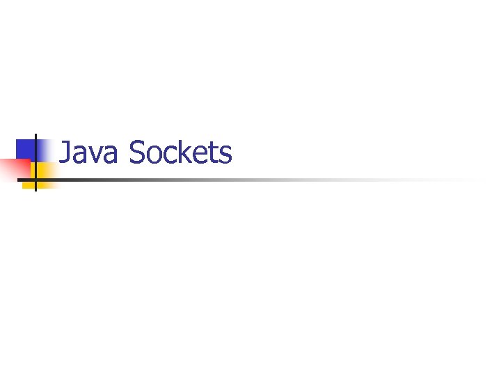 Java Sockets 
