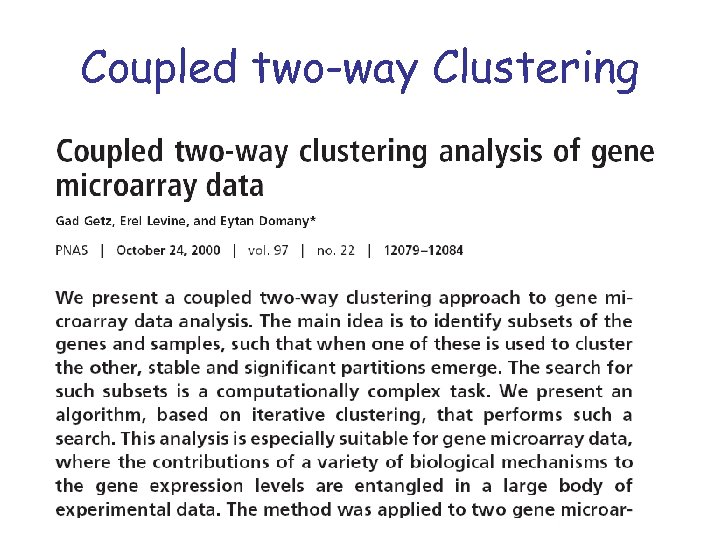 Coupled two-way Clustering 